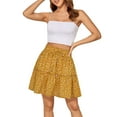 thumbnail image 1 of Gibobby mini faldas de mujer sexy Minifalda escalonada con volantes de cintura alta de verano para mujer, falda de playa con estampado Floral de lunares(Amarillo， S), 1 of 5