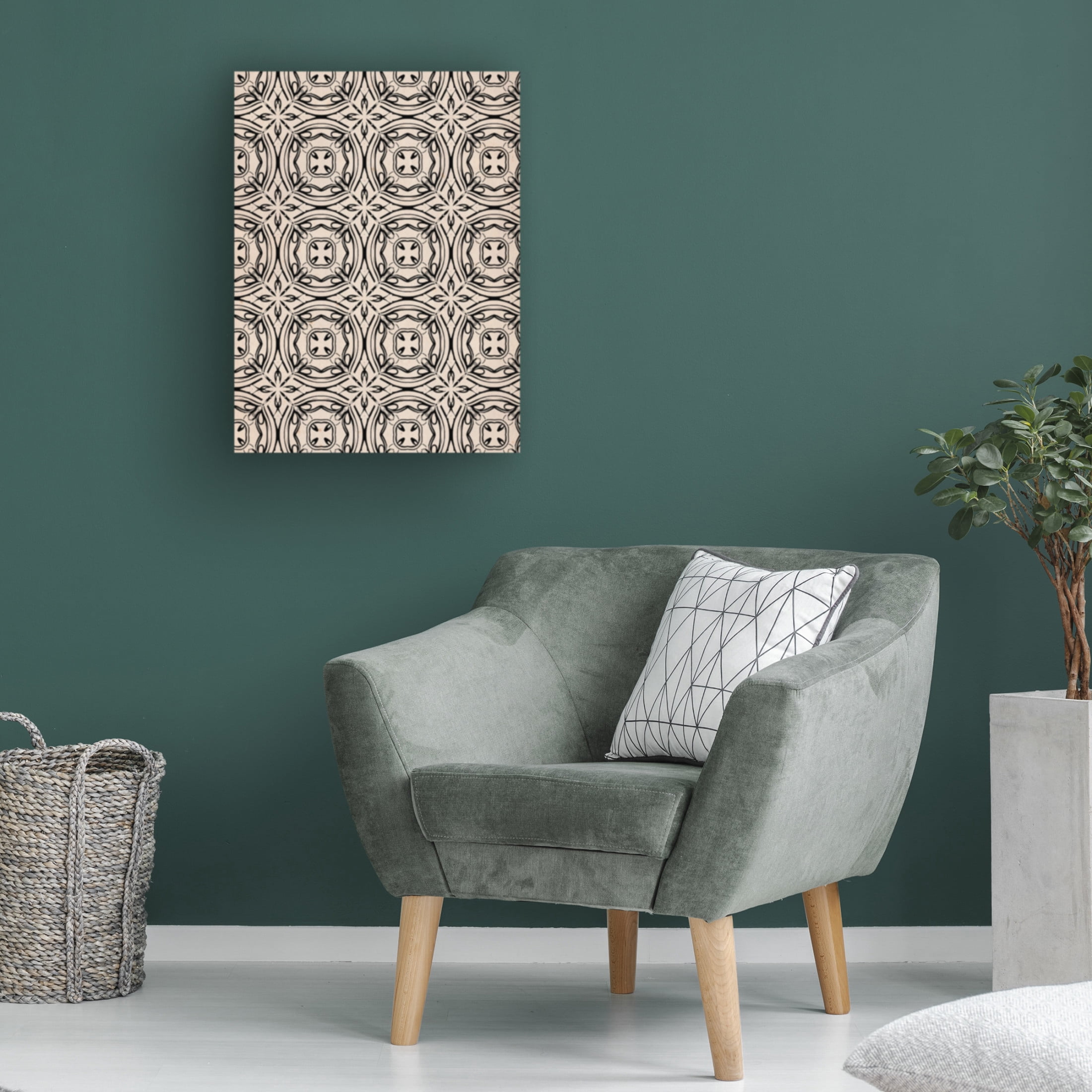 Canvas Wall Art - Treechild 'Beige and Black Tile Pattern' Wall Art for Living Room, Bedroom, or Office D?cor by Trademark Fine Art - 18 x 24 Inches