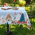 thumbnail image 5 of Nanqianyi Christmas Snowflake Tablecloth 60x120 Inches Rectangular, Winter Village Blue Water Resistant Table Cloth, Xmas Party Decorations for Kitchen, 5 of 11