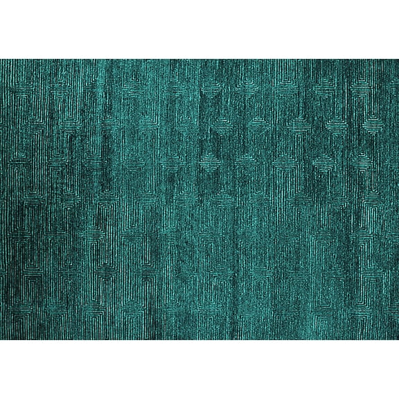 Ahgly Company Machine Washable Indoor Rectangle Solid Turquoise Blue Modern Area Rugs, 5' x 7'