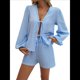thumbnail image 2 of Conjunto de 2 Piezas para Mujer, Camiseta de Larga con Lazo Delantero, Pantalón Corto y Pijama Deportivo Informal. Azul L, 2 of 10
