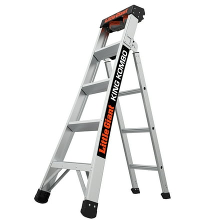 Little Giant Ladders King Kombo 3-in-1 Aluminum Ladder, 5 ft–8 ft Extension, 300 lb Load Capacity, 11 ft 4 in Reach