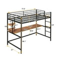 thumbnail image 3 of Twin Size Loft Bed with shelf & Desk, Metal Loft Bed Frame with Full-Length Guardrail for Kids, Teens, No Box Spring Needed, Black, 3 of 7