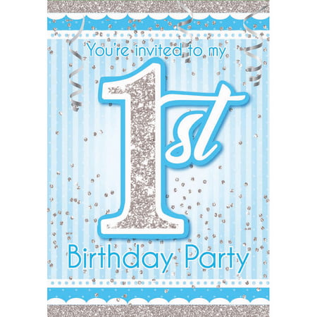 1st Birthday Blue Invitations (8)