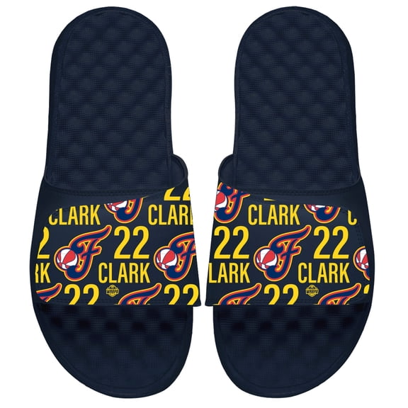 Youth ISlide Caitlin Clark Navy Indiana Fever 2024 WNBA Draft Team Pattern Slide Sandals