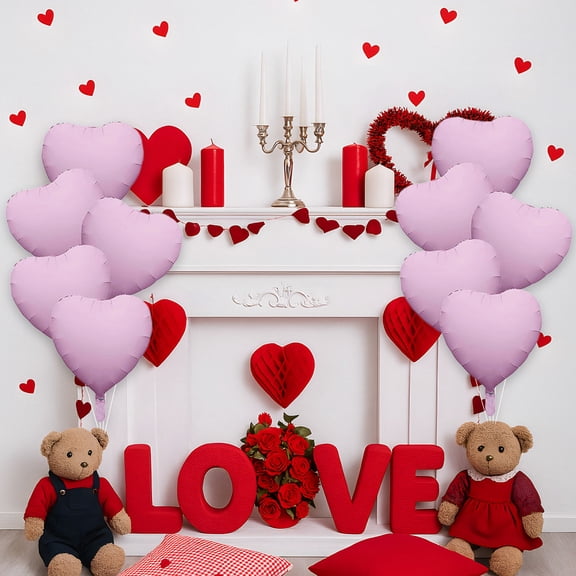 Uxgjfwu 5-pack Heart-shaped Balloons, Matte Inflatable Decoraitons for Birthday Valentine's Day Party Anniversary Wedding Engagement