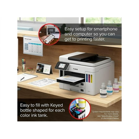 Canon - MAXIFY MegaTank GX7021 Wireless All-In-One Inkjet Printer with Fax - White
