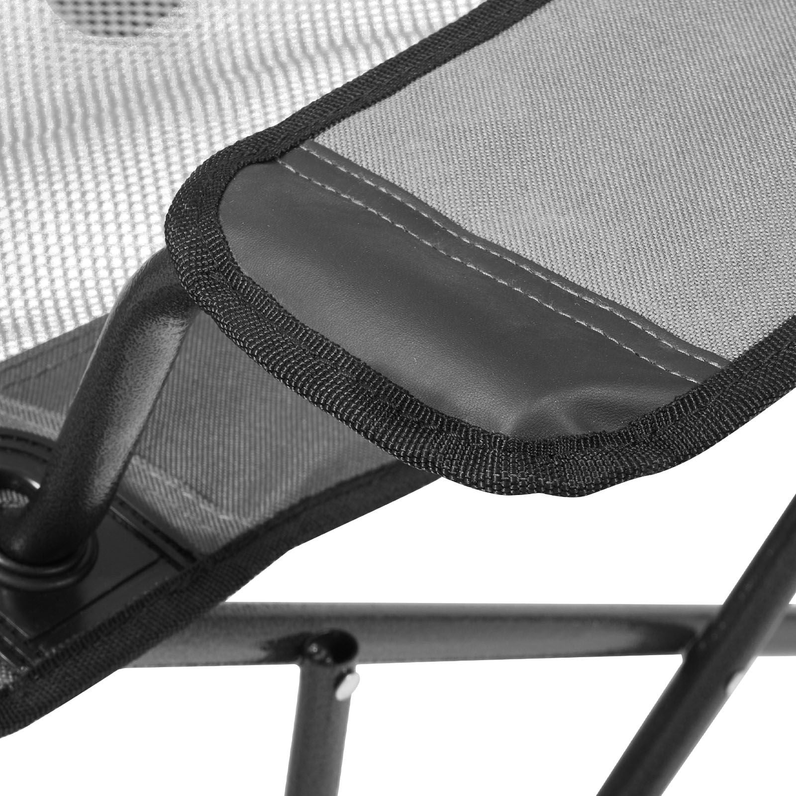 Foldable Reclining Lounge Chair 4-Position Adjustable, 220 lbs Capacity, Detachable Footrest, Cup Holder, for Camping Beach Patio