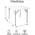 thumbnail image 2 of Mesa Plegable Cuadrada de Plastico, Mesa para Interiores y Exteriores, Medidas: 86cm Largo y 74cm Alto, Plastico Reforzado, Soporta 100Kg, Color Blanco, 2 of 13