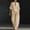 Linen Outfits-106Khaki, variant on Two Piece Outfits Womens Linen Deep V-Neck Oversized 3/4 Sleeve Linen Tops and High Waisted Baggy Harem Linen Pants Lightweight Breathable with Pockets Summer Casual Beach Wear Lounge Outfit