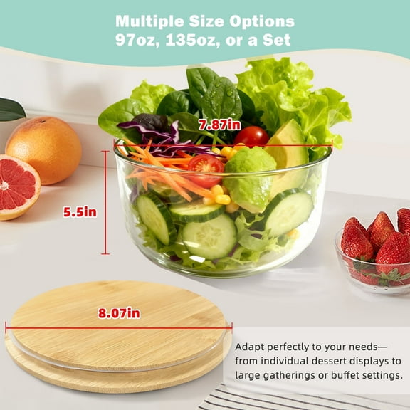 Trifle Bowl with Lids, 135oz Glass Serving Bowls, BPA-Free Borosilicate Salad & Fruit Bowls, Airtight Food Storage Containers, Ideal for Layered Desserts & Holiday Parties