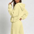 thumbnail image 6 of BRELIL Women's Two Piece Outfits Set Hoodie Long Sleeve Casual Loungewear Wide Leg Pants Matching Tracksuit Solid Loose Fall Winter Vacation Travel Lounge Set, Yellow L, 6 of 6