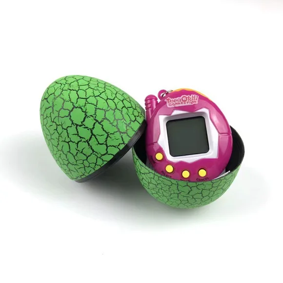 Tamagotchi Pets-90s Nostalgia Toys 9CM Green eggshell + pink pet