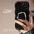 thumbnail image 4 of Luxury Solid Color Wavy With Metal Holder Phone Case For iPhone 15 14 13 12 11 Pro Max 14 Plus Soft Silicone Shockproof Cover, 4 of 5