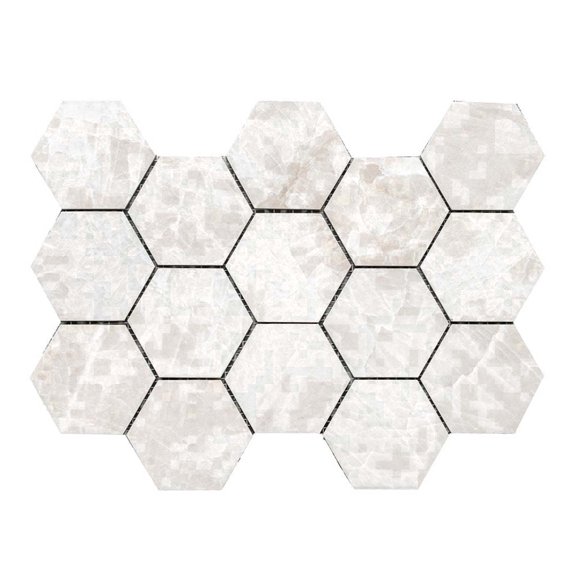The Tile Life Galleria Taj Mahal 3 in x 3 in White Semi-Polished Porcelain Mosaic Tile 1 Sheet