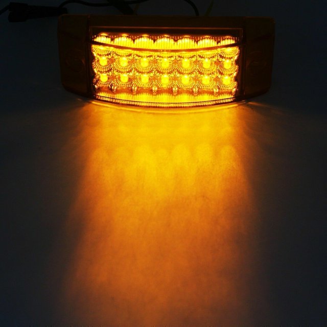 2x 6" Rectangular 21 LED Amber Truck Marker Clearance Light Surface Mount Sealed