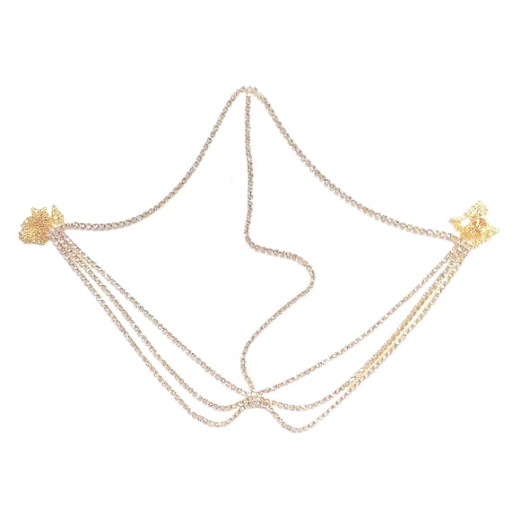 Diamantes De Imitación Multicapa Cadena Para La Cabeza Legierung Para Boda Disfraz Fiesta Joyería Dorado