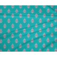 thumbnail image 4 of oneOone Polyester Lycra Turquoise Blue Fabric Leaves & Floral Block Sewing Material Print Fabric By The Yard 56 Inch Wide, 4 of 4