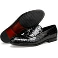 thumbnail image 6 of GOLDEN COXES FAMILY Leather Tassels Shoes for Mens, Classic Alligator Printed Slip On Tassels Loafers Business Shoes Wedding Dress Loafers for Men, 6 of 13