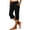 Black, variant on SuTry Womens Split Hem Capri Pants Wide Fold Over Elastic High Waist Side Inseam Pockets Daily Yoga Workout Casual Wear Trousers