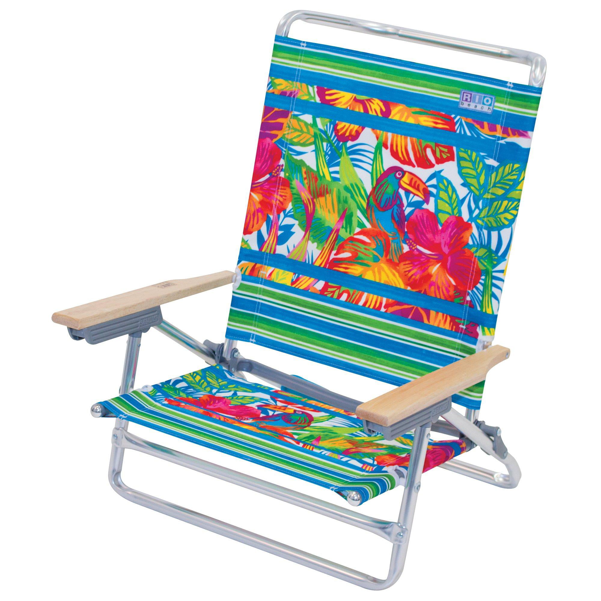 Rio 5 Position Rainbow Stripe Print Beach Chair One Size Blue/green/yellow/pink 