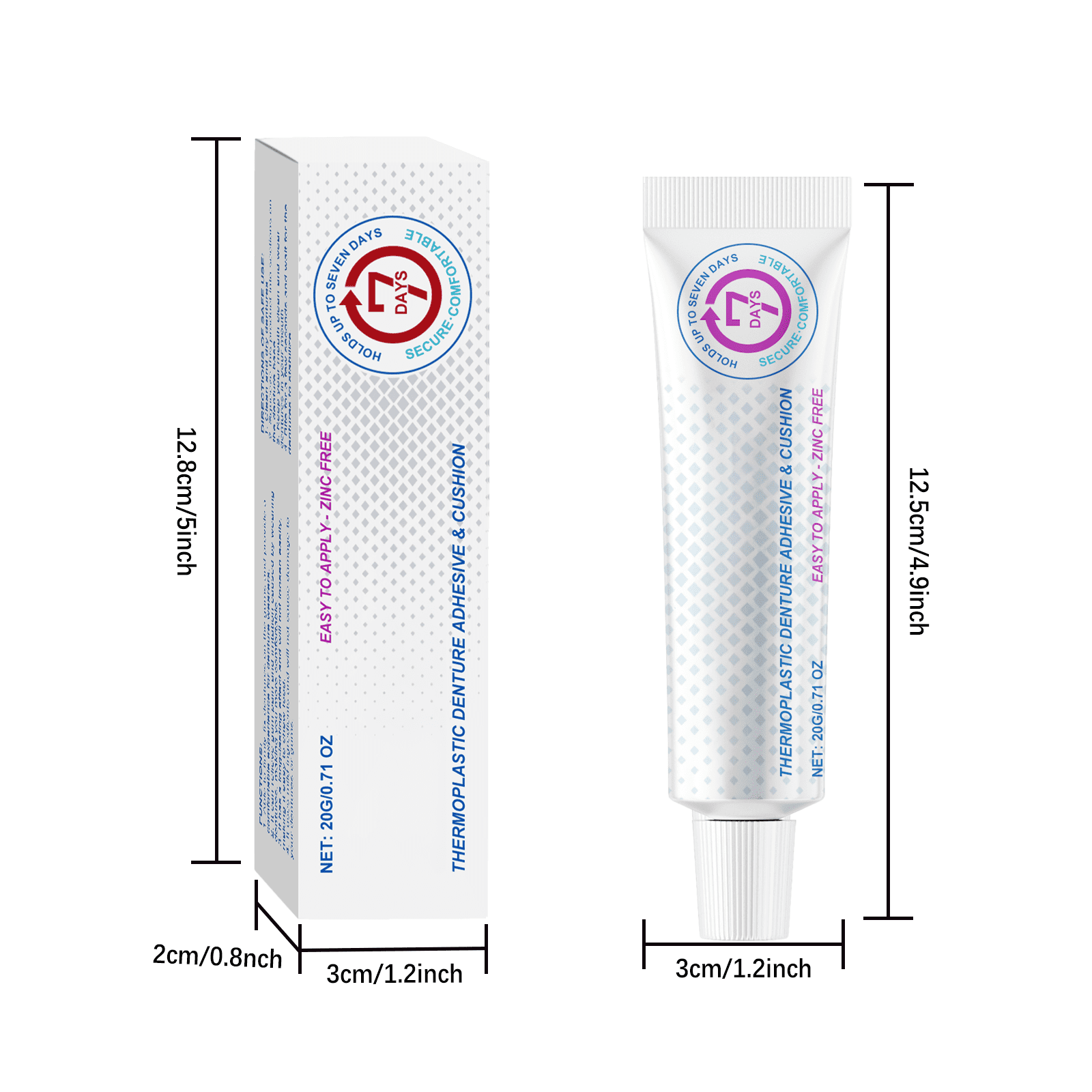 Alvantor Thermoplastic Denture Adhesive, Extra Strong Hold Waterproof Secure Grip for Upper Lower Partials, Zinc Free, 0.71oz