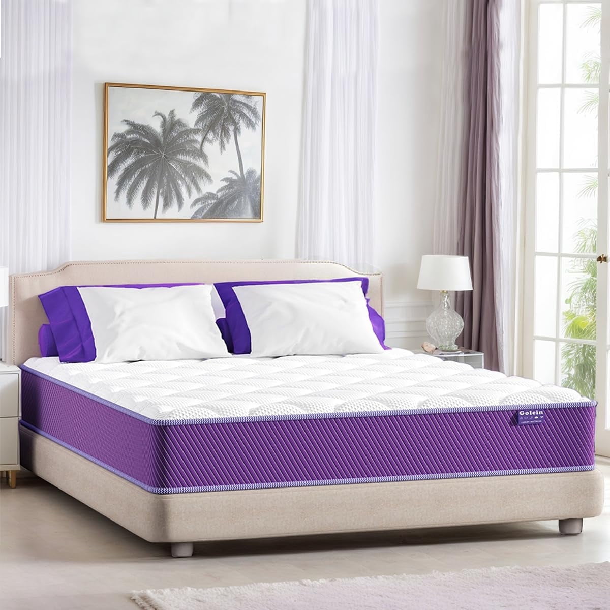 Anmiz Full Size Mattress 10 inch Hybrid Mattress in a Box, Certified Safe Foams & Fabric, Pocket Spring, Fiberglass Free, Natural Back Pain Relief & Motion Isolation, Medium Firm Support