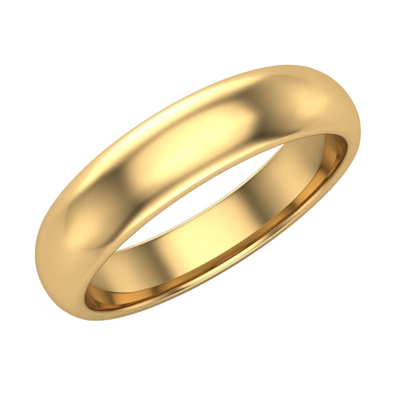 14k Gold Solid 5 mm Plain Dome Classic Comfort Fit Wedding Ring Band