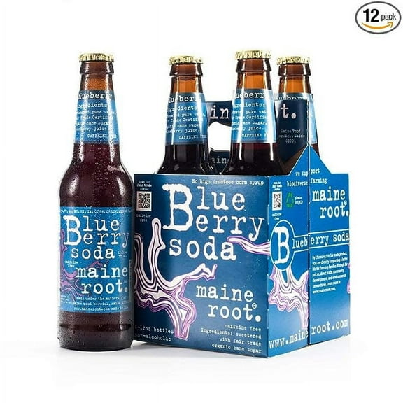 Maine Root Hand Crafted Blueberry Soda, 12 fl oz (12 Glass Bottles)