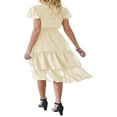 thumbnail image 4 of POINTERTECK Femmes Boho Manches Courtes V Robe de Cou Casual Ruffle Wrap Swing Plage Robe de Soirée en Mousseline de Soie d'Été avec Ceinture, 4 of 5
