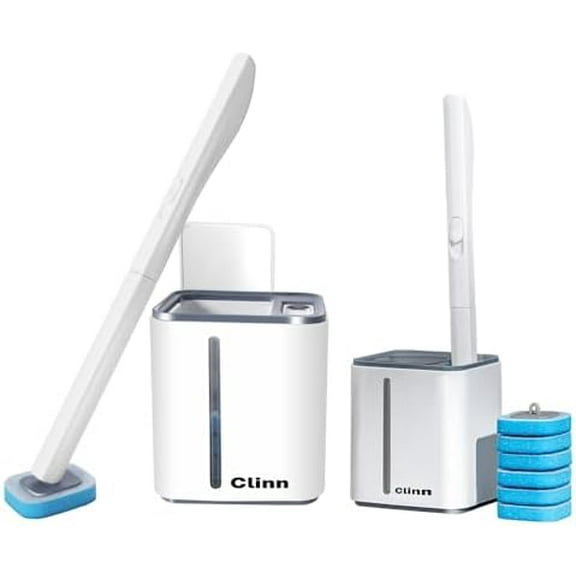 Magic Wand Disposable Toilet Clean Kit | Disposable Toilet Cleaning Brush Set including12 Brush Heads, Toilet Stick and Storage Box for Bathroom Cleaning