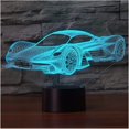 thumbnail image 1 of Luz de ilusión 3D con temática de coche de carreras, luz nocturna que cambia de color con control táctil y remoto, decoración óptima para el dormitorio con brillo ajustable y luz LED de bajo consumo,, 1 of 5