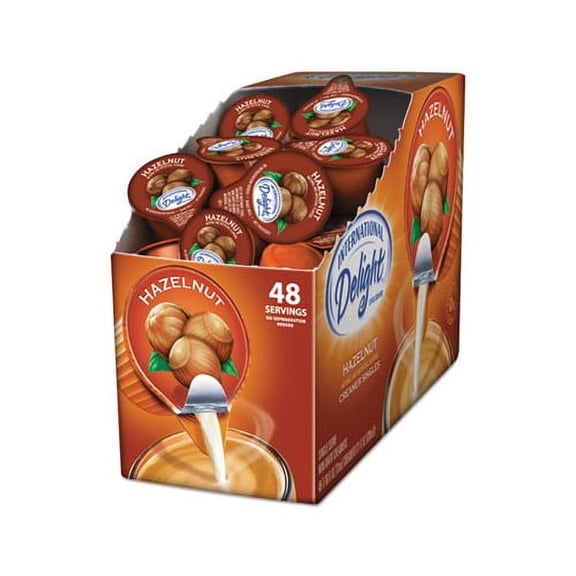 Flavored Liquid Non-Dairy Coffee Creamer Hazelnut, 0.4375 oz Cup, 48/Box