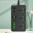 thumbnail image 2 of US Standard Black Power Strip with Multiple Outlets and USB Ports - Multi-Functional Home Electrical Extension Socket for Household Use, 2 of 6