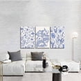 thumbnail image 2 of Blue Flower Plant Large Wall Art Canvas Framed Print Set Of 3 Classic Chinoiserie Poster Floral Pictures Painting Watercolor Artwork Home Decor for Living Room Bedroom Bathroom (12"X16"Framed), 2 of 6