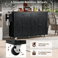 thumbnail image 3 of 53.5" Farmhouse Kitchen Island with Power Outlet, Kitchen Storage Island with Drop Leaf, Spice Rack and Drawer, Rolling Kitchen Cart on Wheels, for Home, Kitchen, Black (One Package), 3 of 7