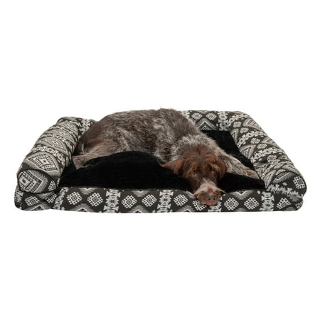 UPC: 0842229119435 | FurHaven Pet Products | Southwest Kilim Pillow Sofa Dog Bed – Black Medallion Jumbo