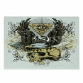 thumbnail image 1 of Tattoo Cutting Board, American Eagle Wings Wide Open Top of Skull Carrying Brick Wall with Eye Print, Decorative Tempered Glass Cutting and Serving Board, Small Size, Brown and White, by Ambesonne, 1 of 1