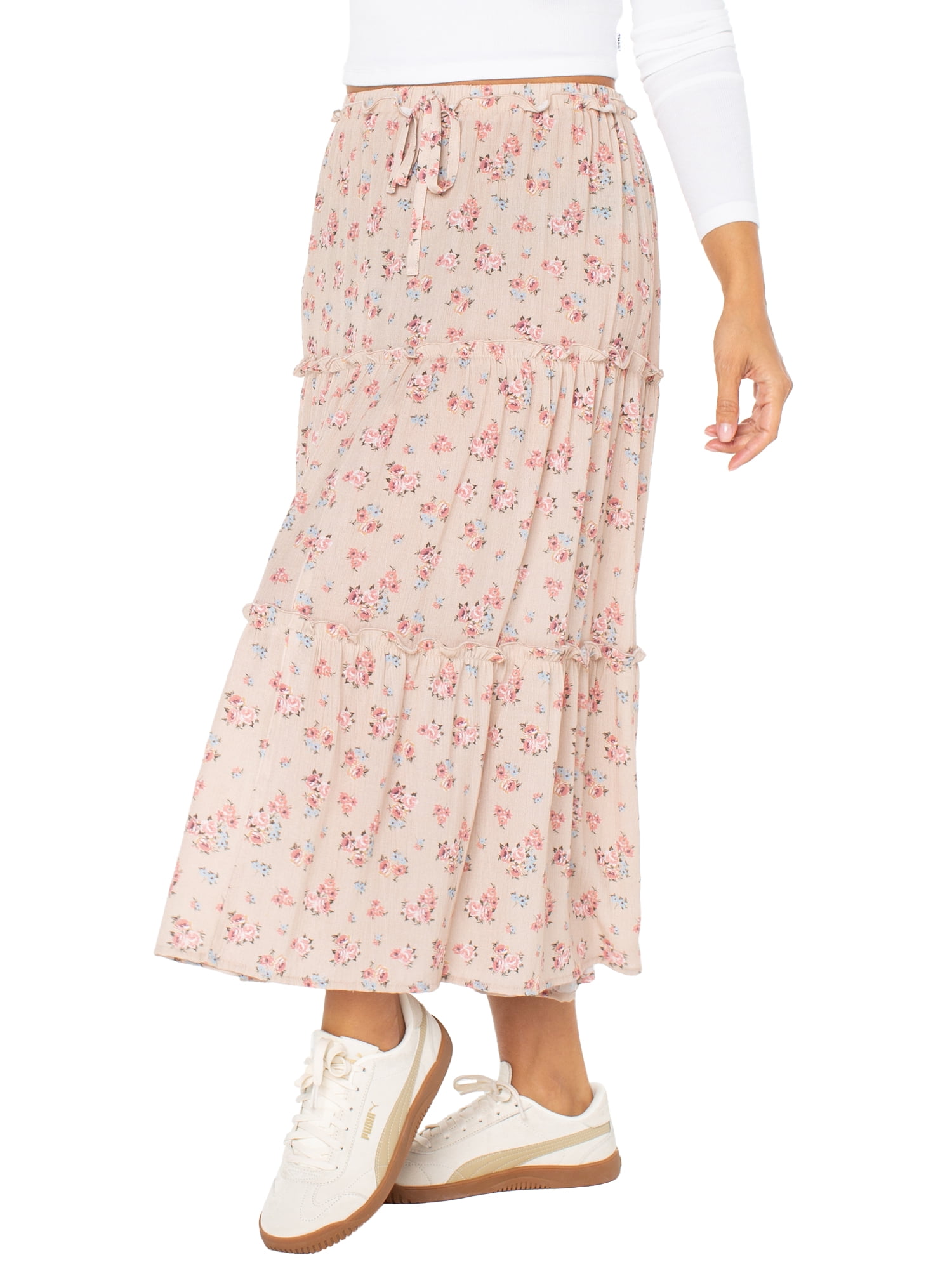 Celebrity Pink Women's and Women's Plus Tiered Maxi Skirt, Sizes XS-4X
