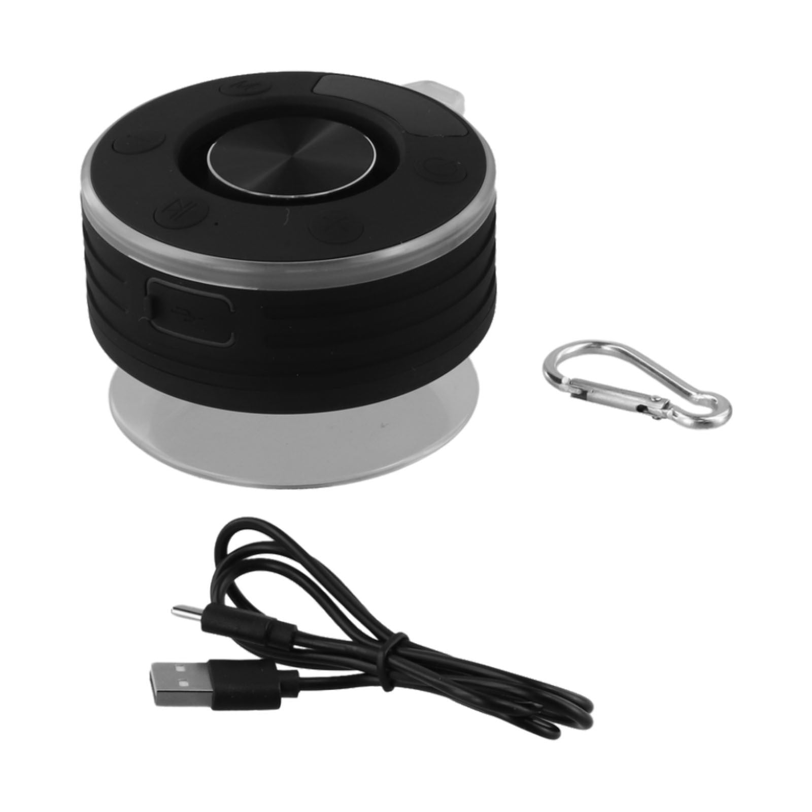 Speaker for Shower with FM Radio, IPX7 Waterproof Wireless Speaker with Suction Cup, LED Display Clock, 5.3 Hands-Calling, 8H Playtime for Bathroom Pool Beach, Black(Black)