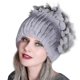 thumbnail image 1 of RV Gorro de piel de invierno de tamaño libre para mujer, gorro de piel de zorro de conejo Rex Natural, gorros de piel para mujer, gorro cálido de punto elástico, 1 of 3