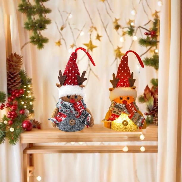 Seyotauo Christmas Light Up Gnome Tabletop Decoration, Polyester Lighted Santa Snowman Reindeer Figurine, Figurine Decor for Party Home Office Xmas Ornaments Christmas Tree Decor