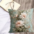 thumbnail image 3 of Vintage Floral Throw Pillow Cover Gifts 18x18, Cottagecore Cottage Core Botanical Flower Decor Pillow Cases for Bedroom Living Room, Elegant Peony Pink Rose Pillowcases for Couch Bed Sofa, 3 of 7