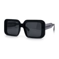 thumbnail image 4 of Womens Polarized Mod Rectangle Minimal Vintage Vibe Hipster Sunglasses All Black, 4 of 8