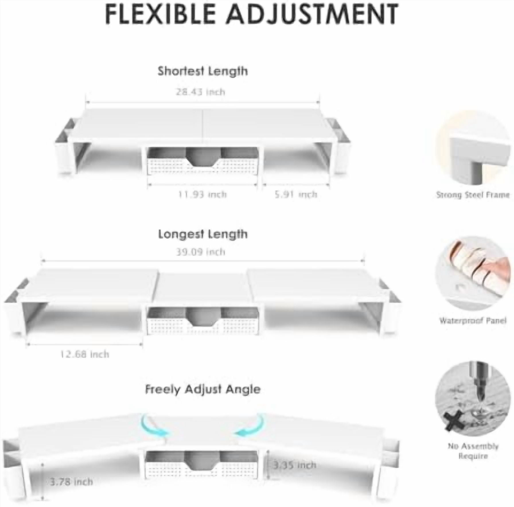 White Dual Monitor Stand Riser, Metal Desk Organizers and Accessories with Drawer and 2 Pen Holders, Computer Monitor Stand for Desk