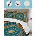 thumbnail image 4 of Quilts Twin Size, Teal Orange Soft Comforter Bedding Set for Bed, Ethnic Geometric Art Modern Abstract Lightweight Quilted Bedspread with Pillow Cover(2 Pieces) for All Season, 68x86 Inch, 4 of 6