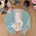 thumbnail image 3 of Coastal Mermaid Anchor Round 15 Inch Placemats Set of 8, Summer Coral Ocean Vintage Wood HeatResistant Non Slip Place Mats for Dining Table, Wipeable Braided Kitchen Table Mats for Housewarming, 3 of 9