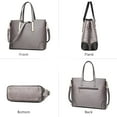 thumbnail image 3 of Handbag Set for Women, PU Leather Croc Tote Shoulder Bag with Clutch Purse (2pcs), 3 of 5