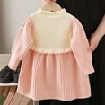 thumbnail image 4 of Tisuna 2 In 1 Sweater Dress For Girls Toddler Bowknot Print Long Sleeve Stand Collar Dresses Cute Beauty Autumn Winter Girls Outfits Light Pink Size 4-5 Years, 4 of 8