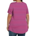 thumbnail image 4 of QUNYINEY Tops for Women Trendy Short Sleeve Crew Neck Striped Casual Blouses Pleated Loose Plus Size Pullover Tops, 4 of 6